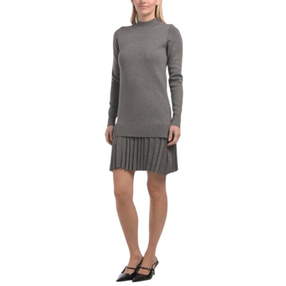 TAYLOR Pleated Skirt Mini Sweater Dress - Picture 1 of 2